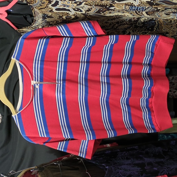 Red white and blue stripe shirt no tag vintage style (InvW013) - Picture 1 of 4